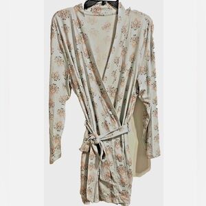 Lands’ End Floral Lightweight Knit Robe with Belt Women’s L XL Lounge